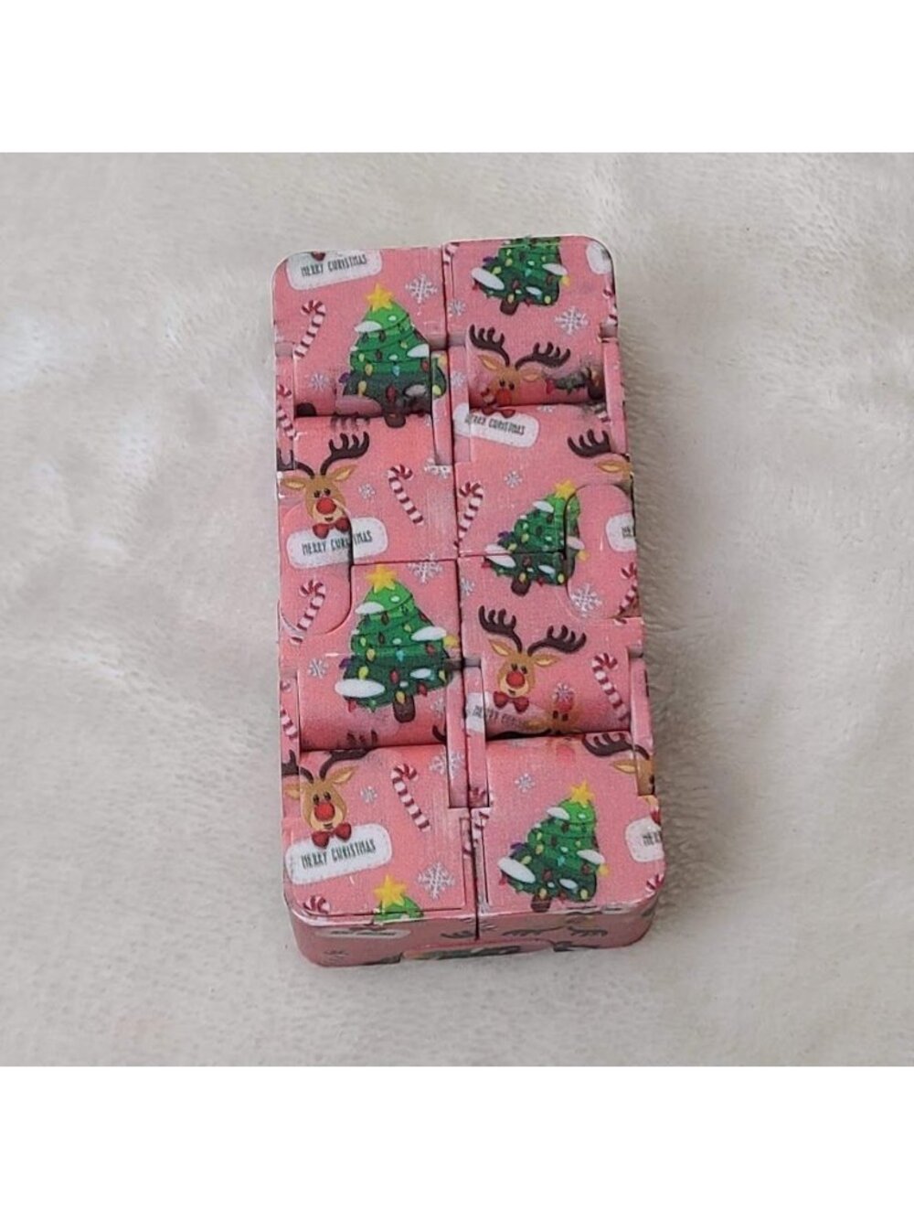 Christmas Infinity Cube Fidget Toy Holiday Sensory Magic Folding Cube Pink - Picture 2 of 6